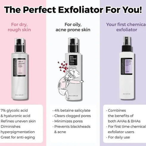 COSRX BHA este soluția coreeană pentru puncte negre, acnee și pori congestionați. Recomandat pentru rutina anti-imperfecțiuni zilnică. wowskin.ro