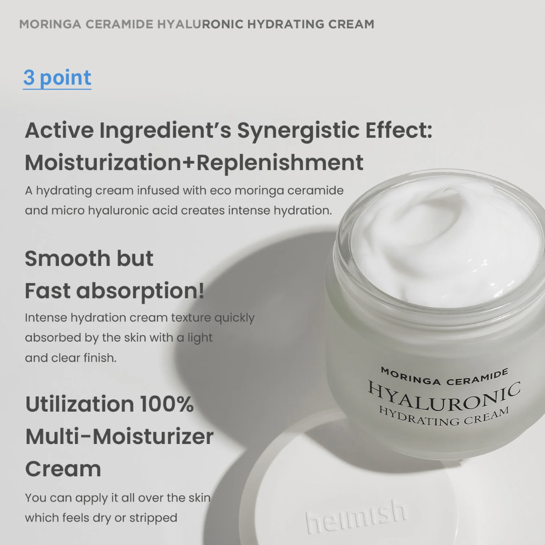 Moringa Ceramide Hyaluronic Hydrating Cream, 50 ml - WowSkin Romania