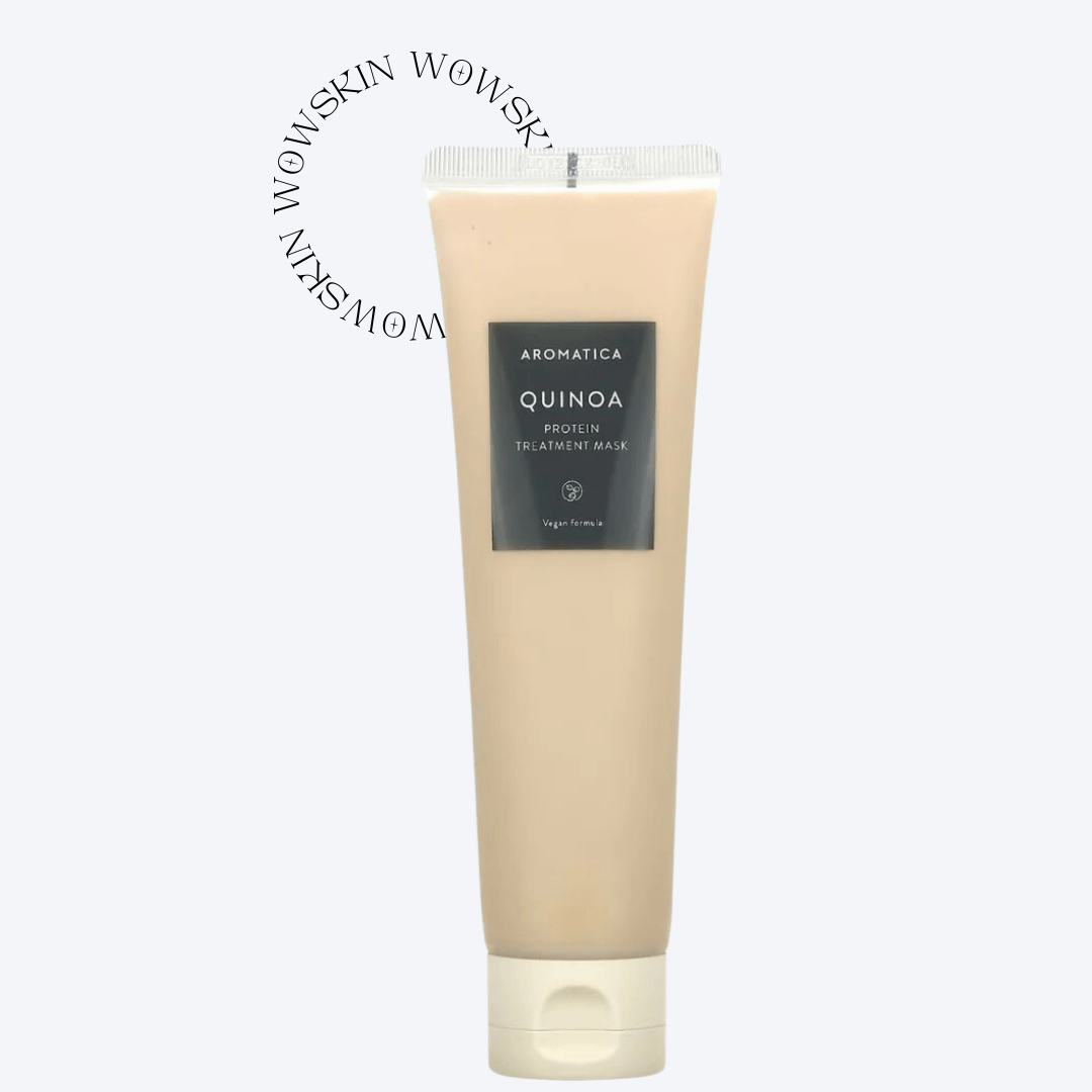 Aromatica Quinoa Protein Treatment Mask repară părul deteriorat și fragil, oferind hidratare intensă. Masca proteică cu quinoa fortifică firul de păr și previne ruperea.