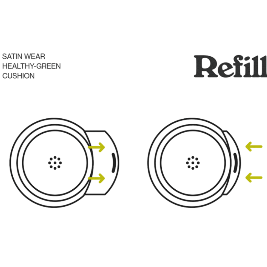 Satin Wear Healthy - Green Cushion RE - FEEL 14N Rosy Cheeks (+ Puff) - WowSkin Romania