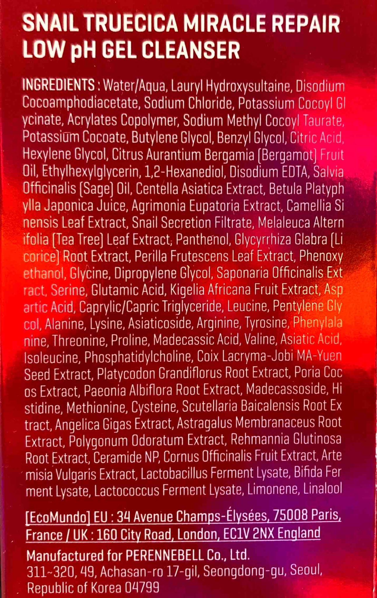 Snail TrueCICA Miracle Repair Low Ph Gel Cleanser - WowSkin Romania