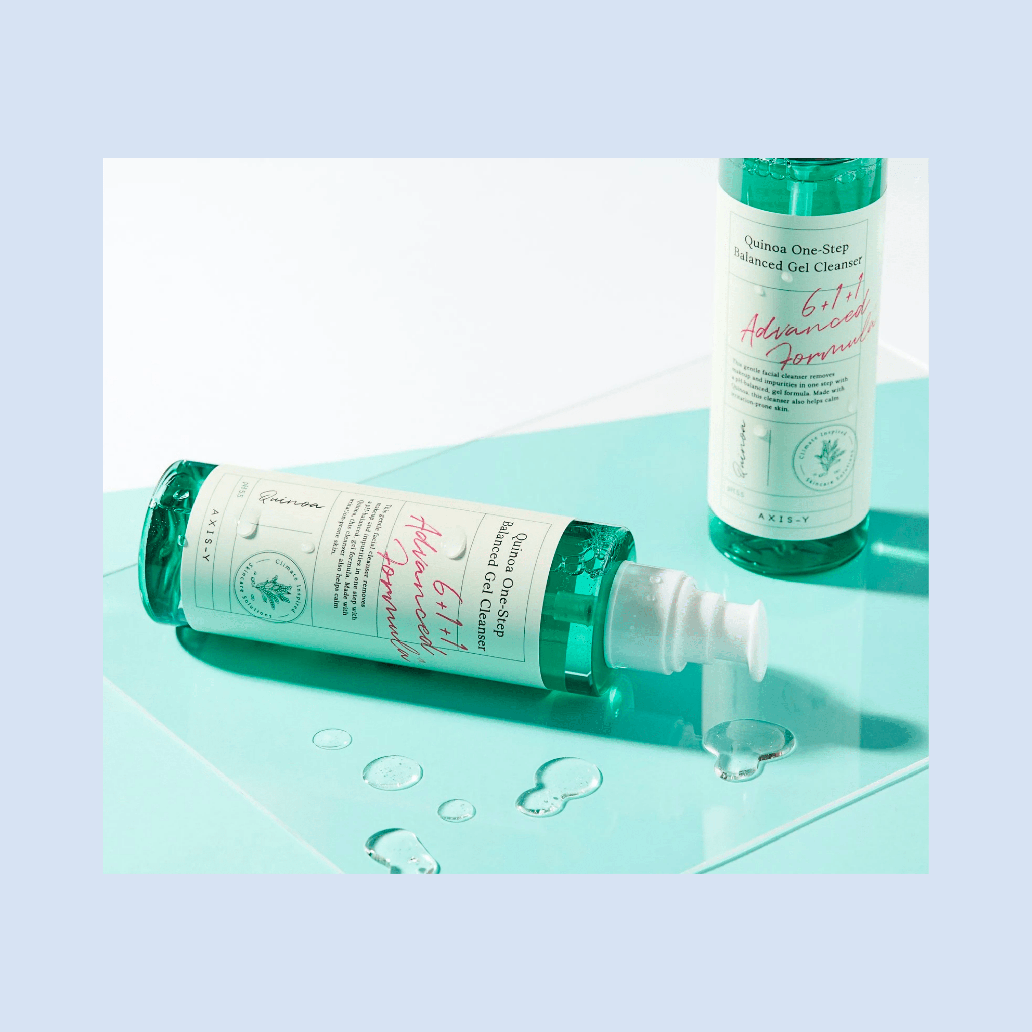 Curățare delicată cu AXIS-Y One Step Cleanser, ideal pentru pielea sensibilă. Conține extract de quinoa și ingrediente naturale.