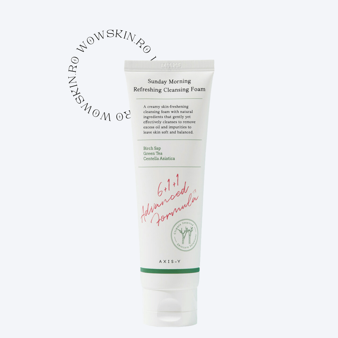 AXIS-Y Sunday Morning Cleansing Foam curăță delicat și echilibrează pH-ul pielii. Ideal pentru ten sensibil și predispus la iritații.
